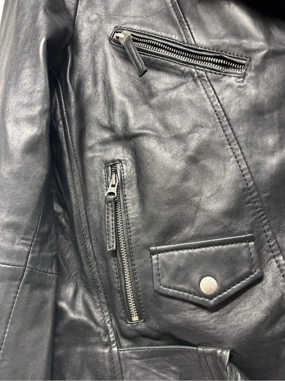 NASTY GAL Til Death Do Us Part Black Leather Cropped Oversized Moto Jacket Med - Picture 8 of 10